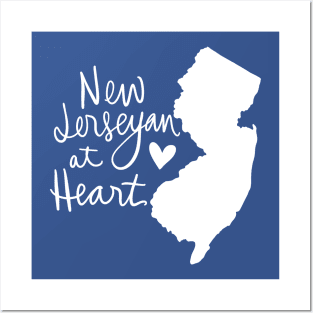 New Jerseyan At Heart: New Jersey State Pride Calligraphy State Silhouette Posters and Art